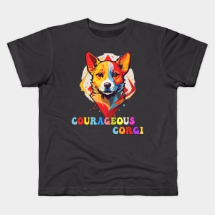 Colorful Courageous Corgi Puppy Design Kids T-Shirt